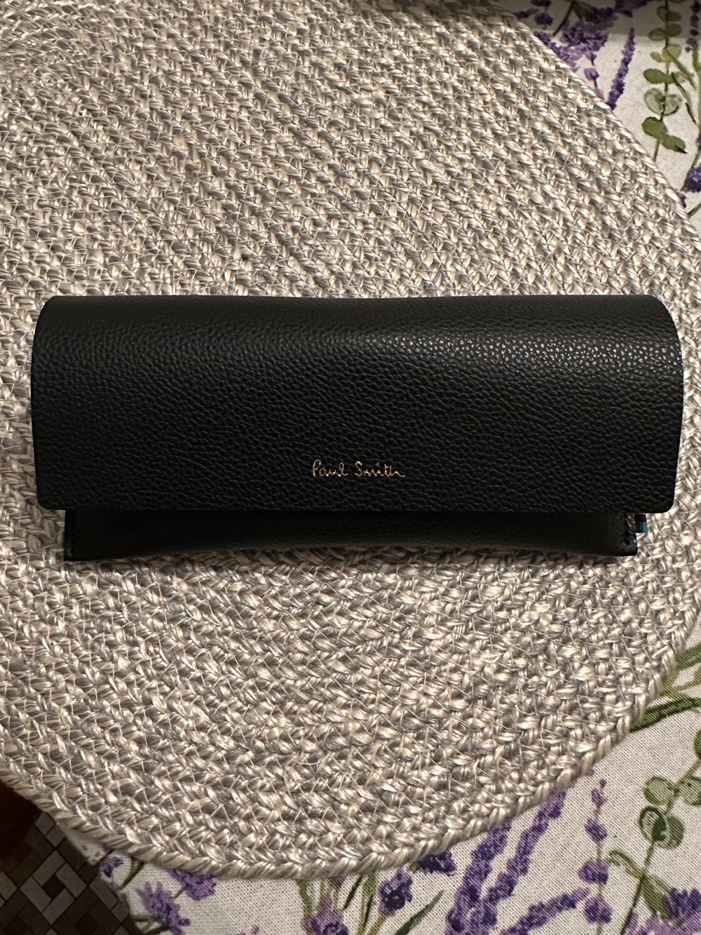Paul Smith Black Pebbled Leather Eyeglass Case with Subtle Logo NEW